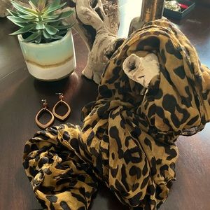 Leopard Scarf & Earrings